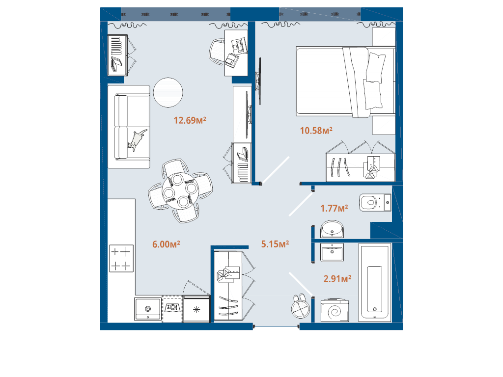 2 ккв (Евро) 39,1 м²