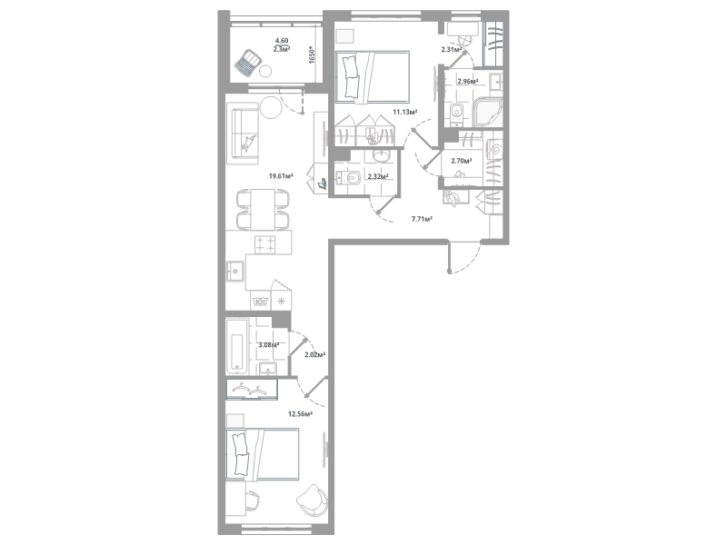 2 ккв 68,7 м²