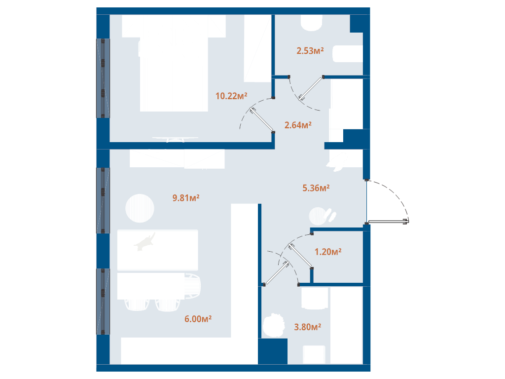 2 ккв (Евро) 41,6 м²