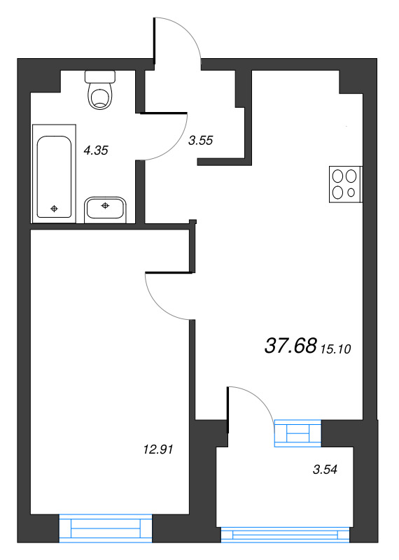 2 ккв (Евро) 37,7 м²
