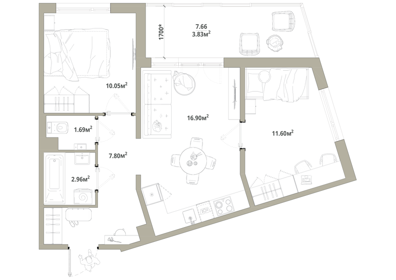3 ккв (Евро) 54,8 м²