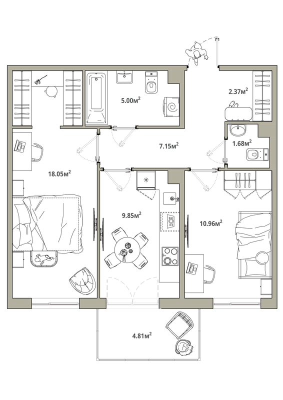 2 ккв 56,5 м²