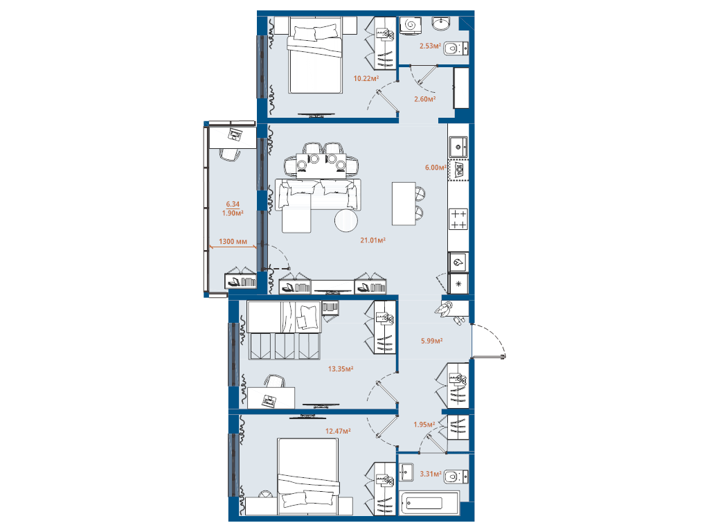 4 ккв (Евро) 81,3 м²