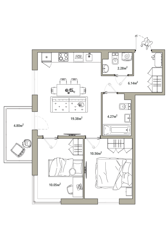 3 ккв (Евро) 54,1 м²