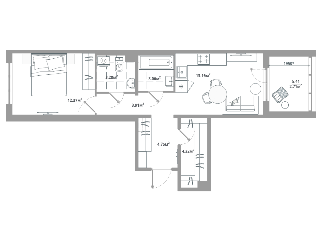 1 ккв 47,6 м²