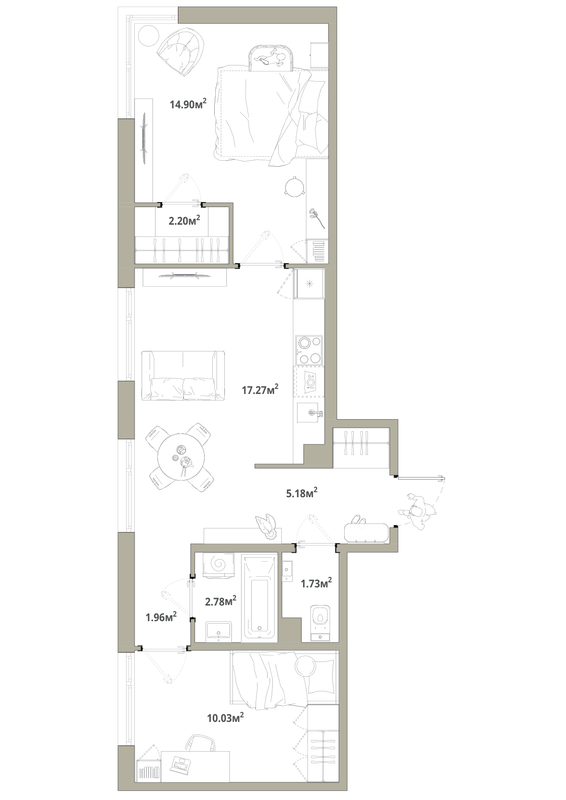 3 ккв (Евро) 56,1 м²