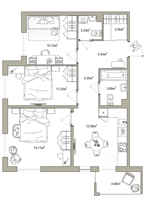 3 ккв 68,1 м²