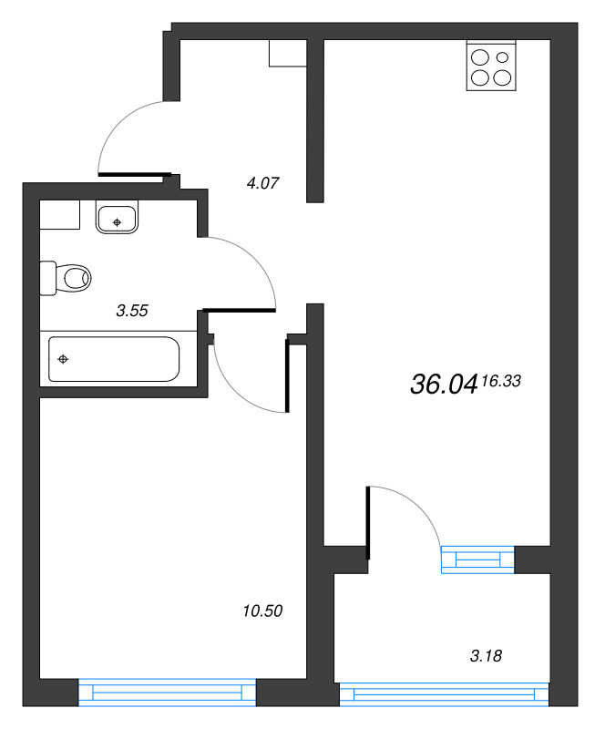2 ккв (Евро) 36 м²