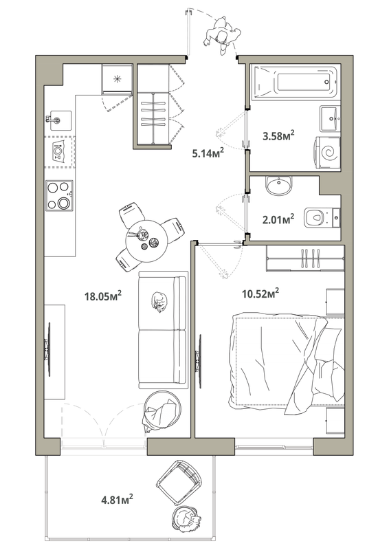 2 ккв (Евро) 40,7 м²