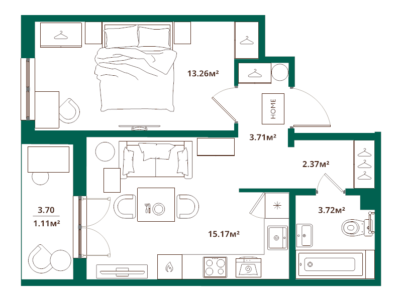 2 ккв (Евро) 39,3 м²