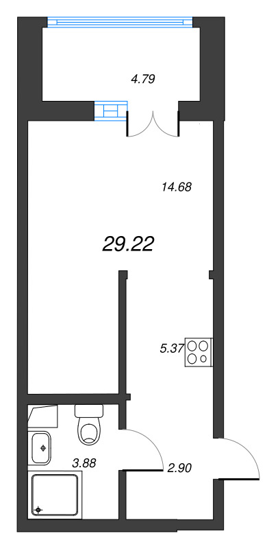 Студия 29,2 м²