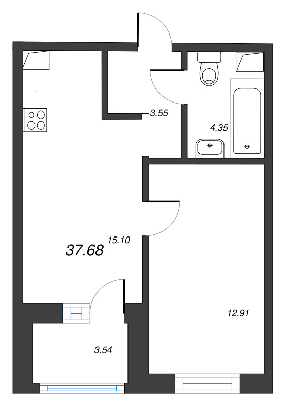 2 ккв (Евро) 37,7 м²