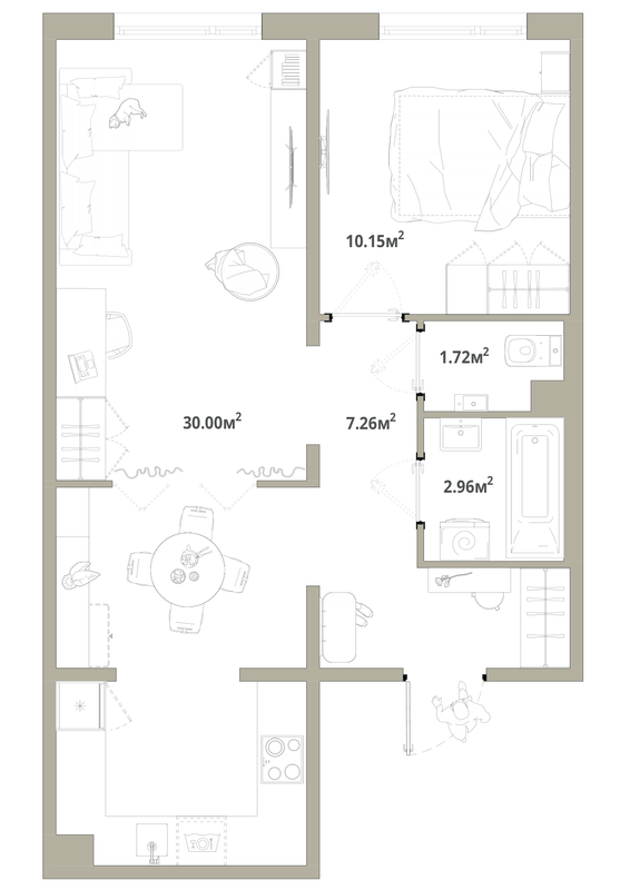 2 ккв (Евро) 52,1 м²