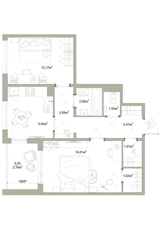 2 ккв 58,6 м²