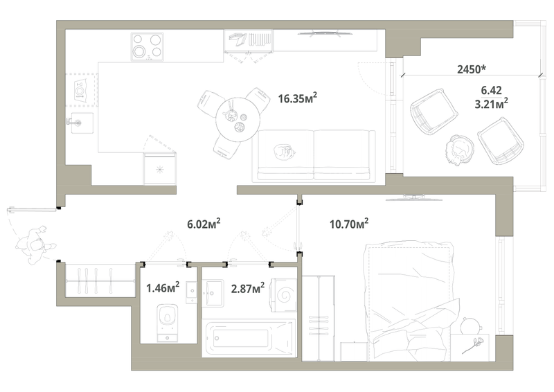 2 ккв (Евро) 40,6 м²