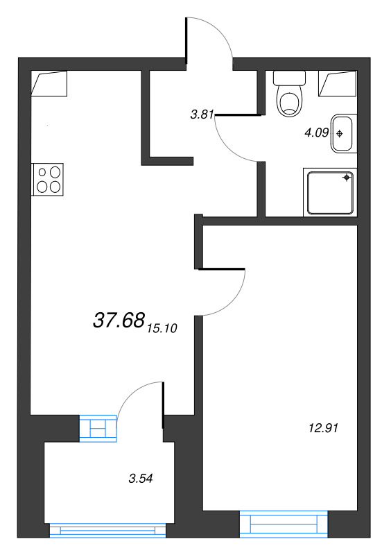 2 ккв (Евро) 37,7 м²