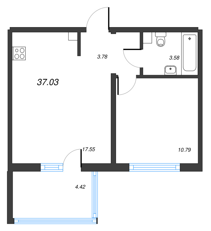 2 ккв (Евро) 37 м²