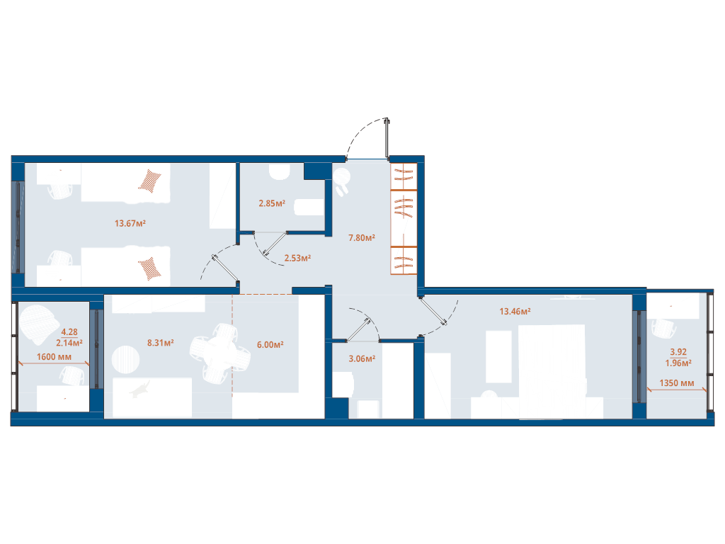 3 ккв (Евро) 61,8 м²