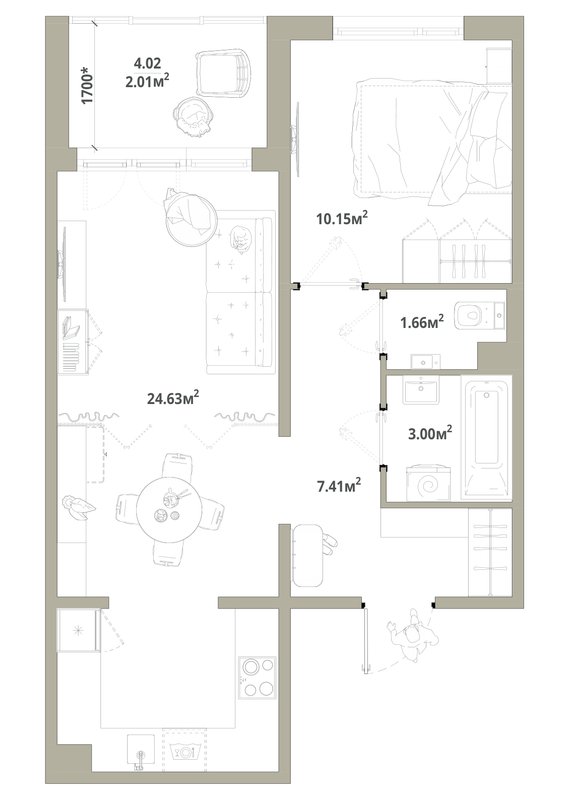 2 ккв (Евро) 48,9 м²