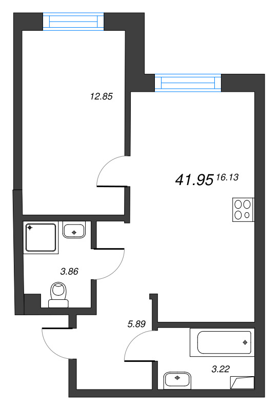 2 ккв (Евро) 42 м²