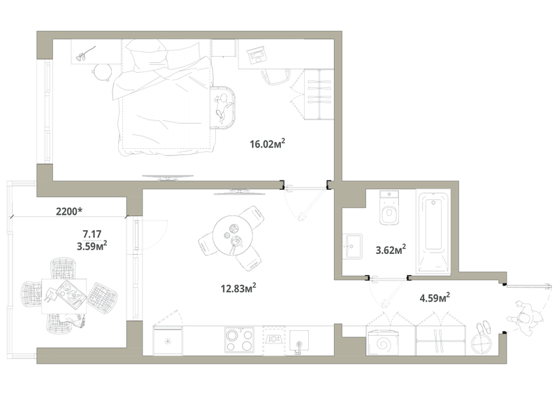 1 ккв 40,7 м²