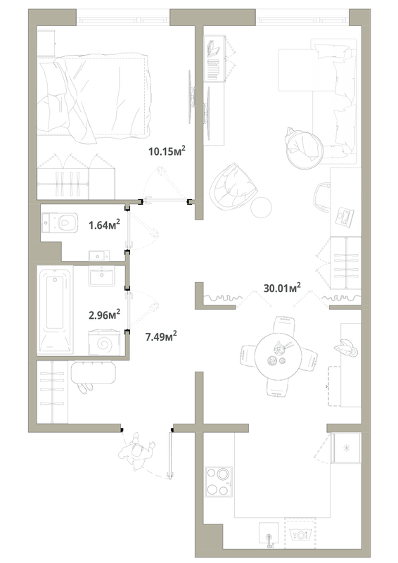2 ккв (Евро) 52,3 м²
