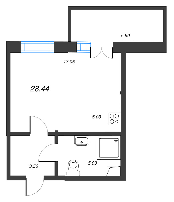Студия 28,4 м²