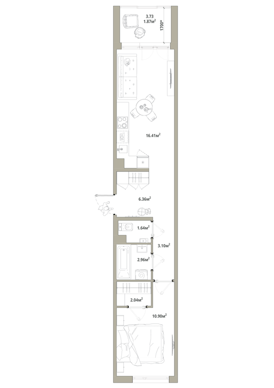 2 ккв (Евро) 45,3 м²