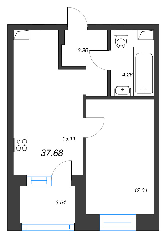 2 ккв (Евро) 37,7 м²