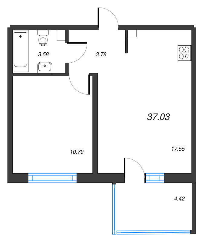 2 ккв (Евро) 37 м²