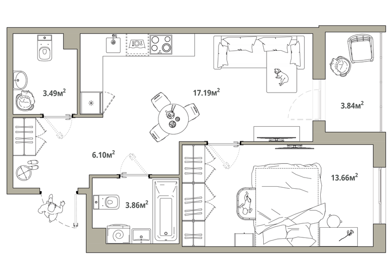 2 ккв (Евро) 46,2 м²