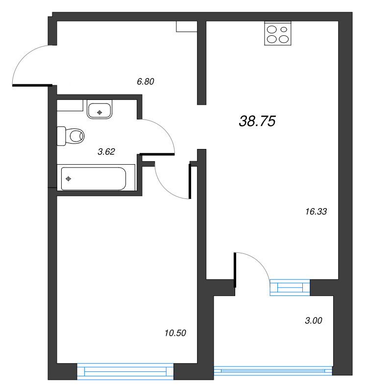 2 ккв (Евро) 38,8 м²