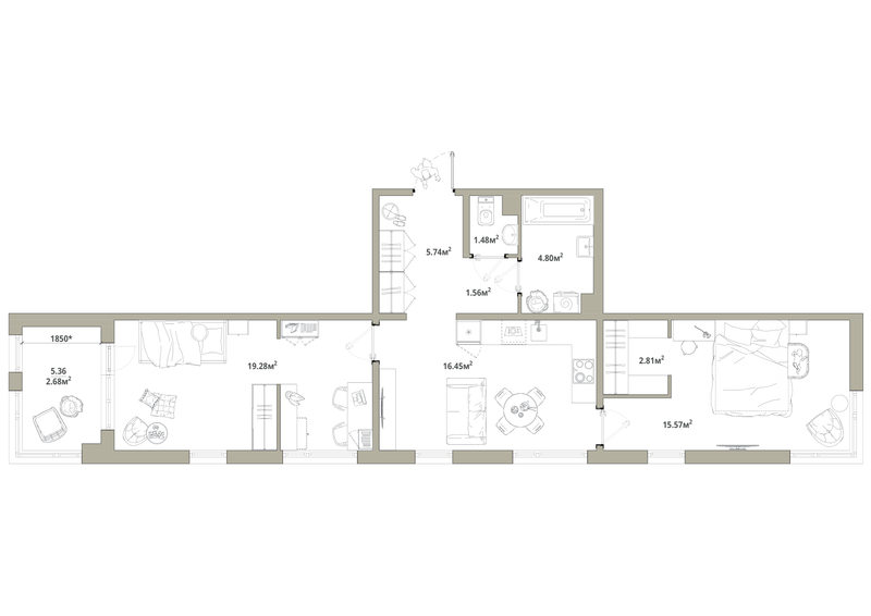 3 ккв (Евро) 70,4 м²