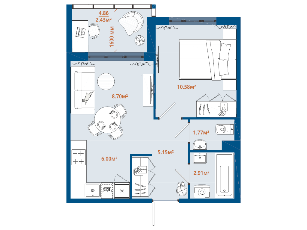 2 ккв (Евро) 37,5 м²