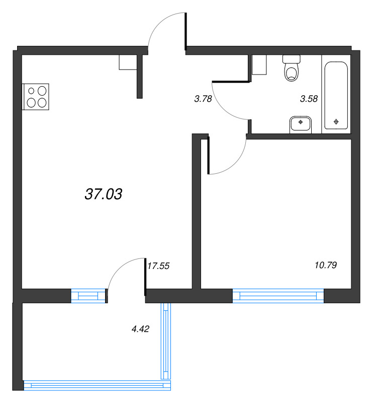 2 ккв (Евро) 37 м²