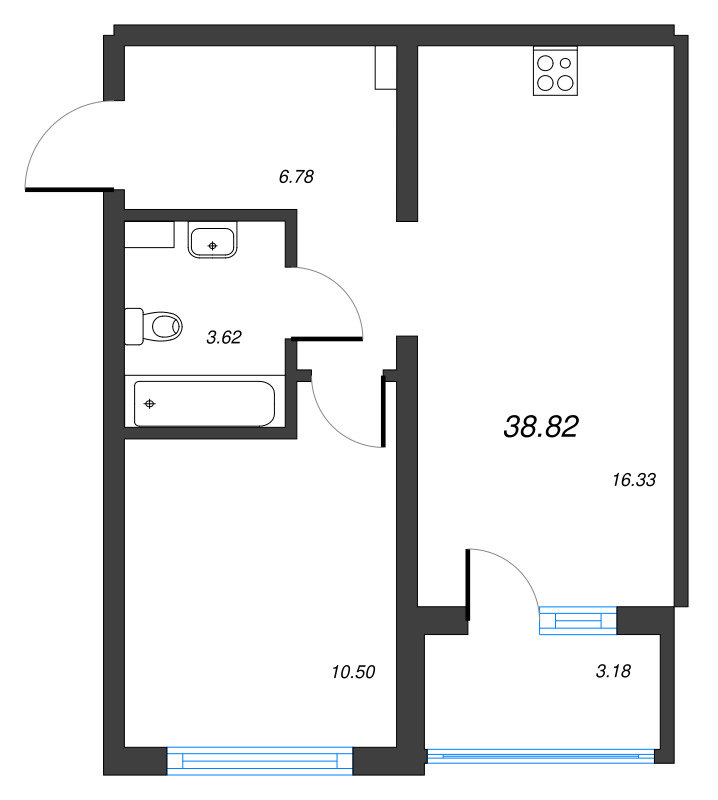 2 ккв (Евро) 38,8 м²