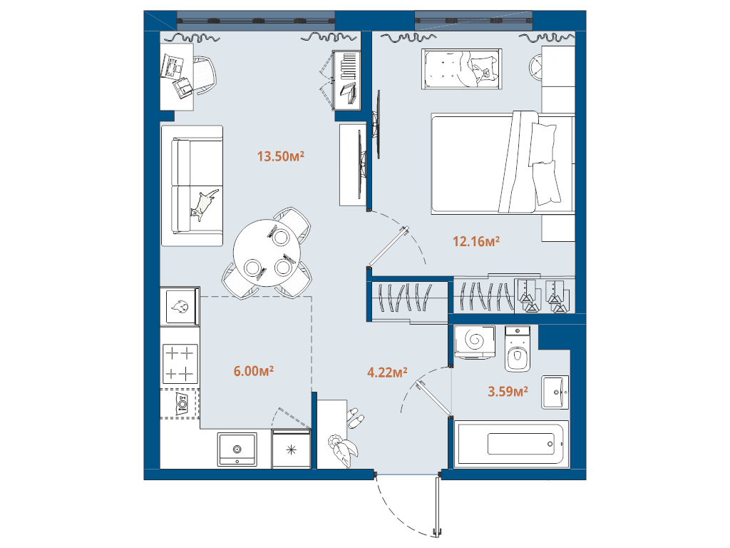 2 ккв (Евро) 39,5 м²