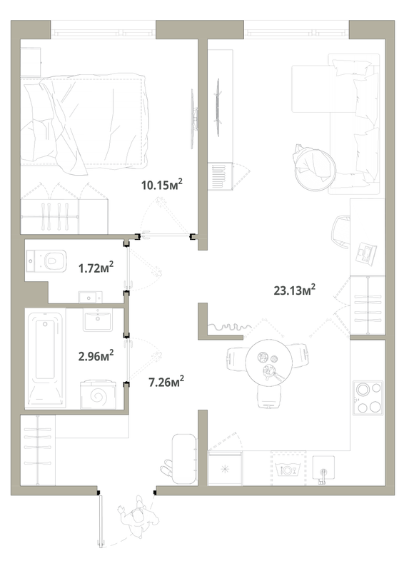 2 ккв (Евро) 45,2 м²