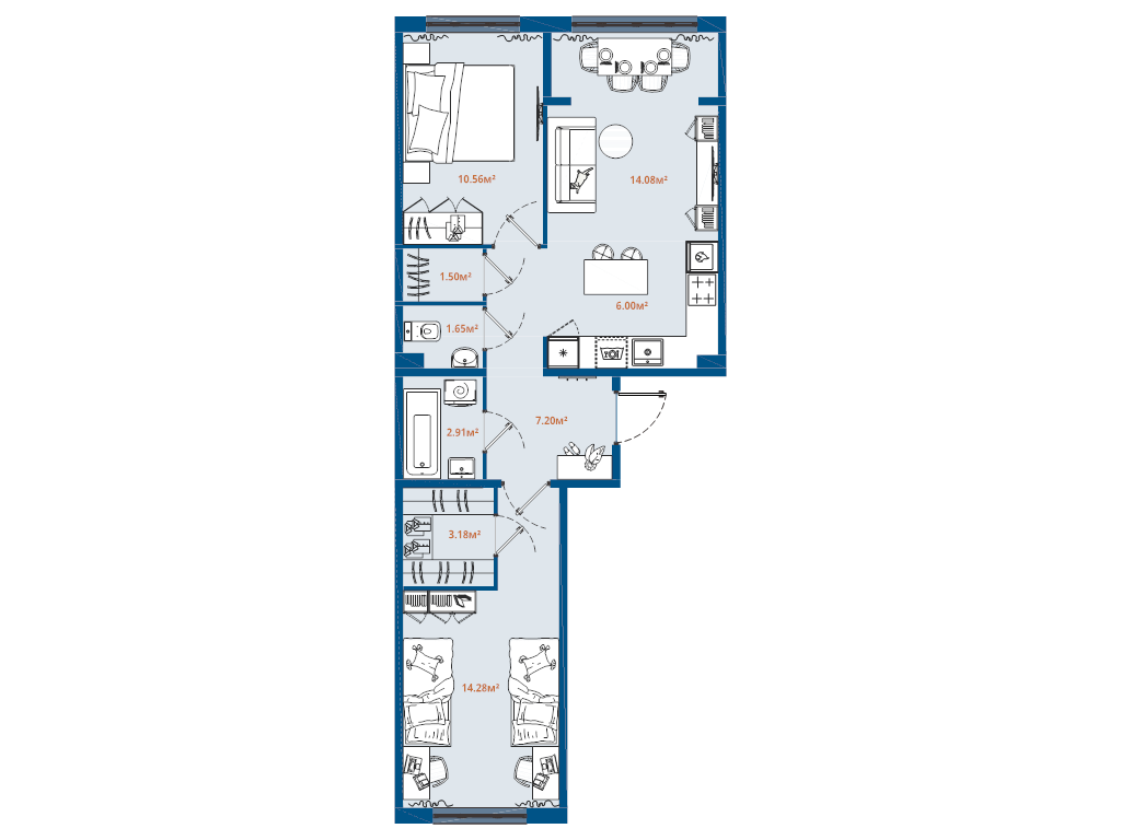 3 ккв (Евро) 61,4 м²