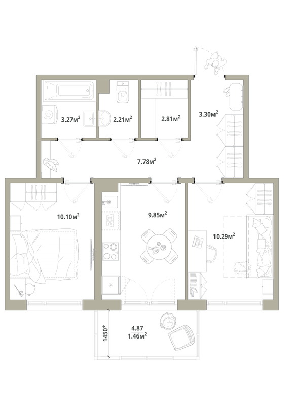 2 ккв 51,1 м²
