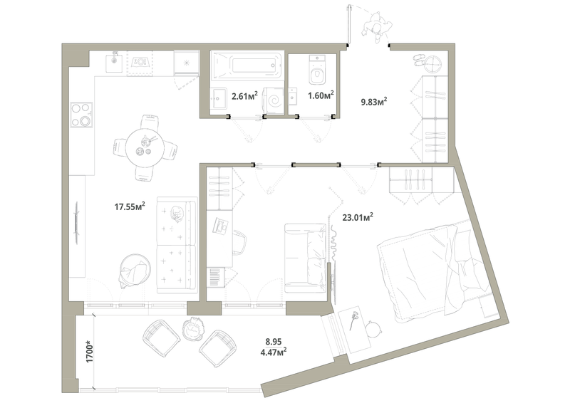 2 ккв (Евро) 59,1 м²