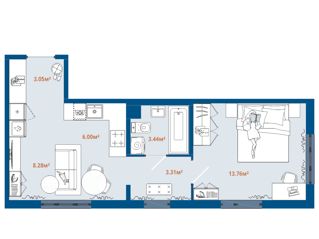 2 ккв (Евро) 37,8 м²