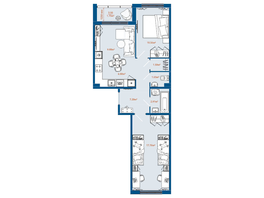 3 ккв (Евро) 59,1 м²