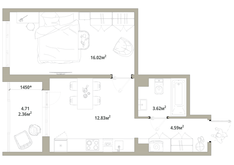 1 ккв 39,4 м²