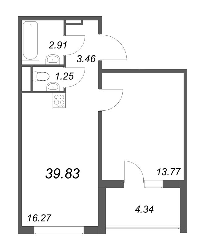 2 ккв (Евро) 39,8 м²
