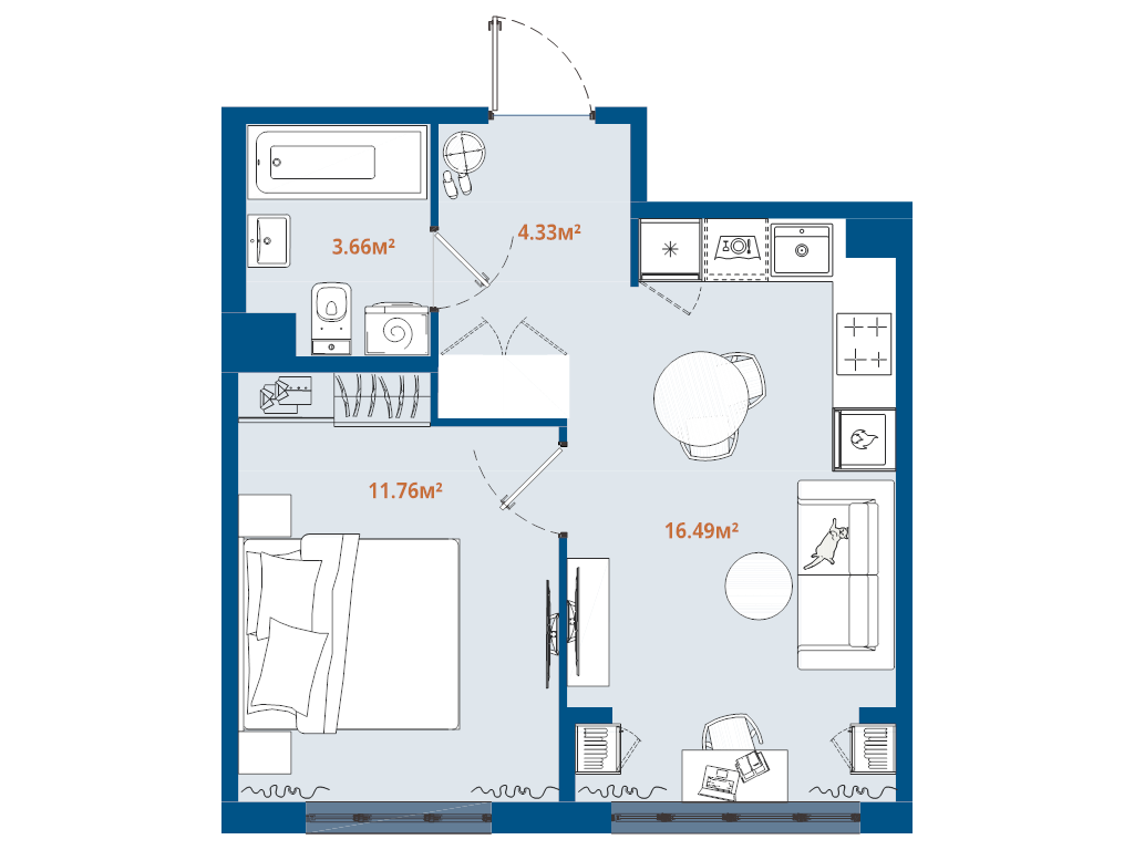 2 ккв (Евро) 36,2 м²