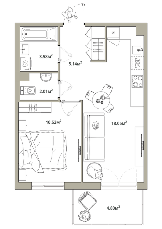 2 ккв (Евро) 40,7 м²