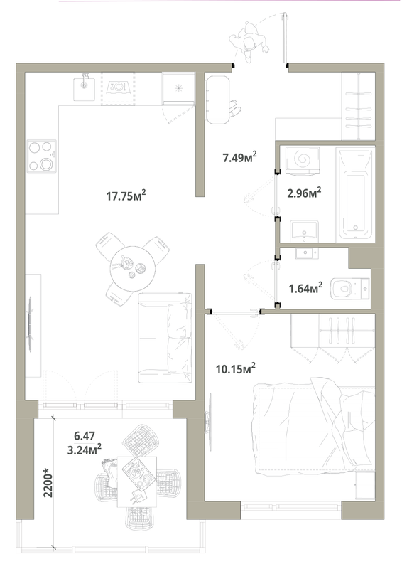 2 ккв (Евро) 43,2 м²