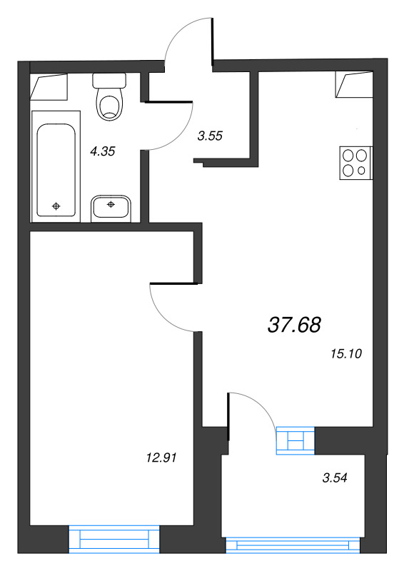 2 ккв (Евро) 37,7 м²