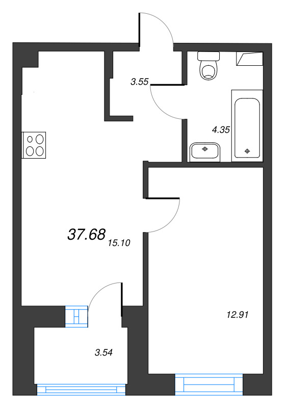 2 ккв (Евро) 37,7 м²